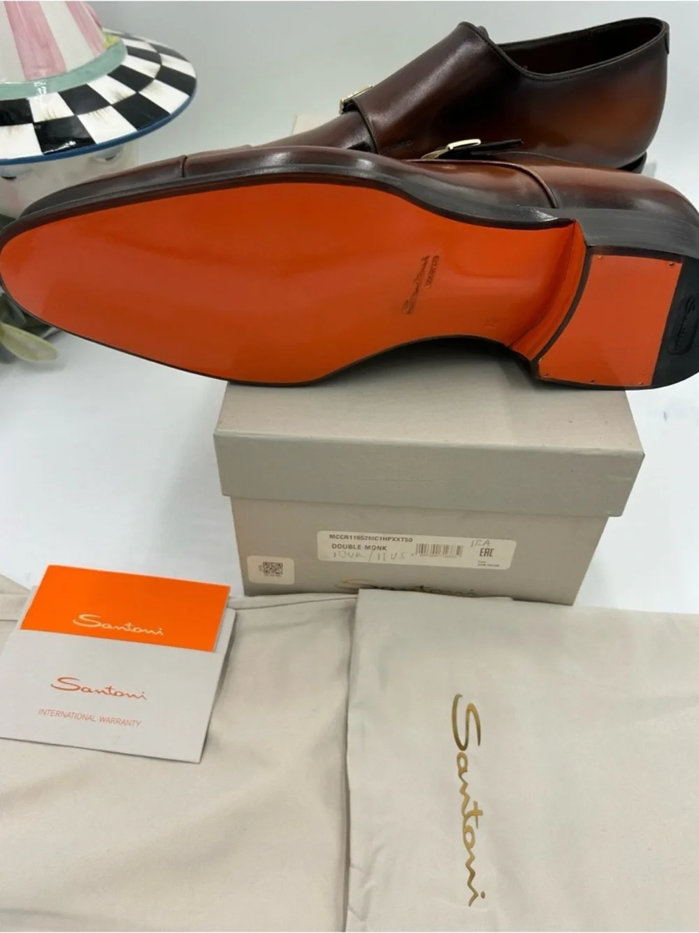 Santoni Ira Double Monk Strap Leather Dress Shoes size 11